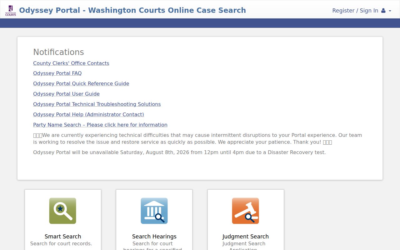 Spokane County people search Superior Court Odyssey portal
