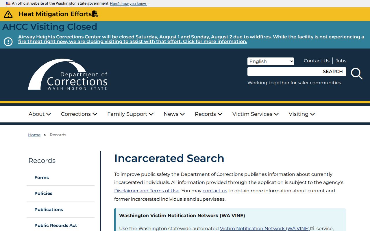 Spokane County people directories state incarcerated person lookup